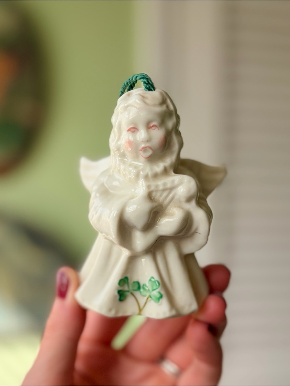 Faith Based Ceramic Irish Angel Ornament Festive Figurine
